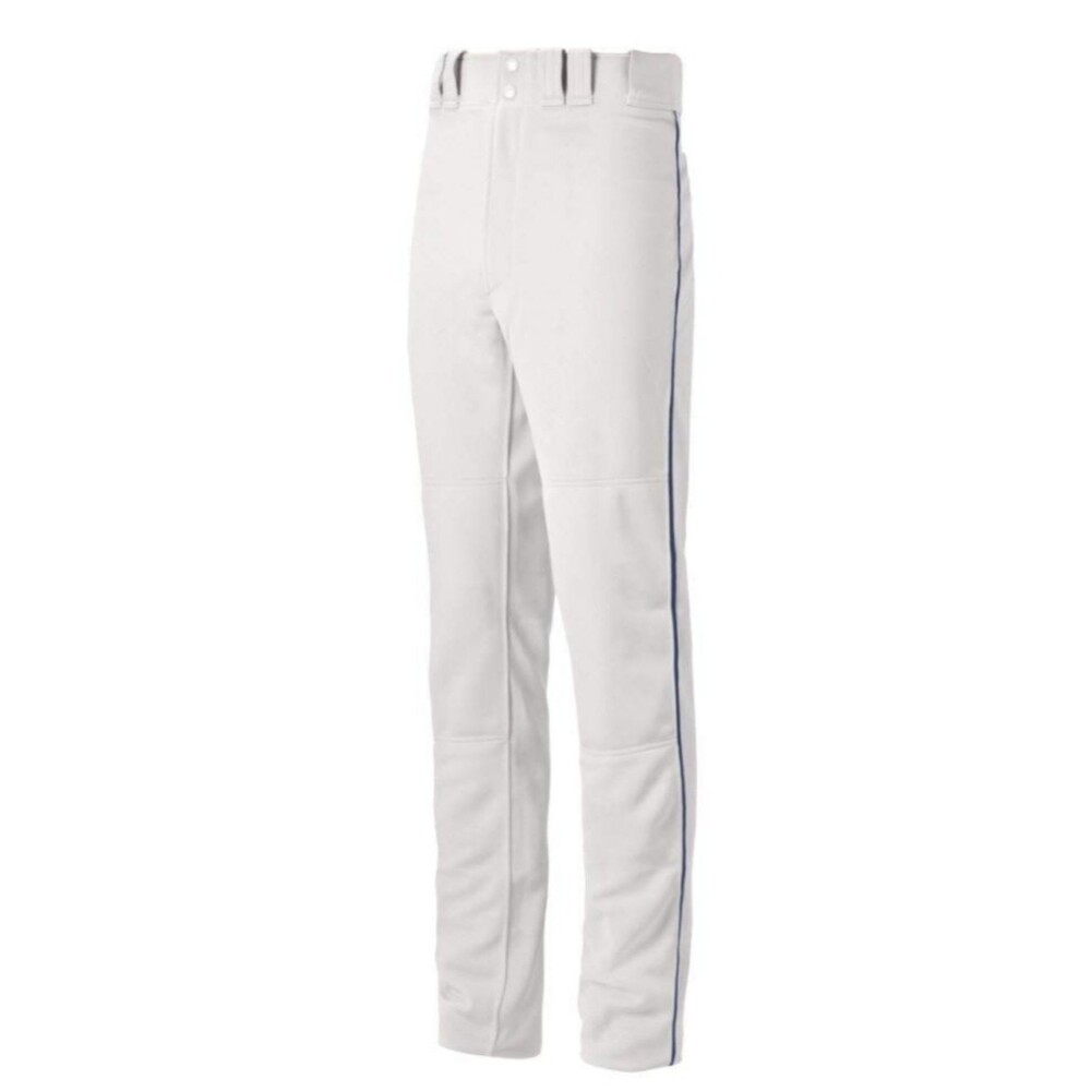 NWT Mizuno Boys Premier Pro White Baseball Pants Navy Blue Side Piping - Size S